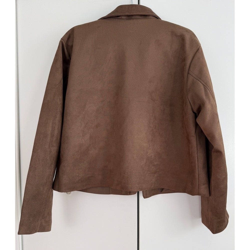 Steve Madden Womens Cropped Faux Suede Jacket Shaved Chocolat Brown DP32966F L - Picture 7 of 13